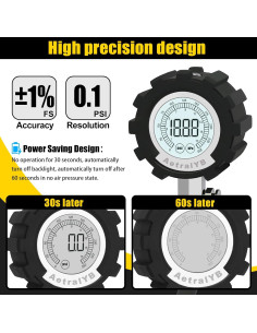 Medidor Digital de Presión de Neumáticos AetralYB 3-200 PSI 2