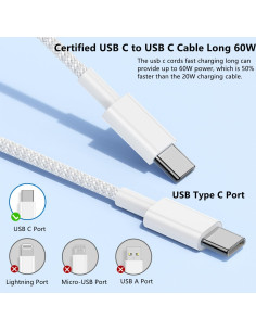Cable de Carga Rápida USB C a C 1.83m Cionum 60W 2