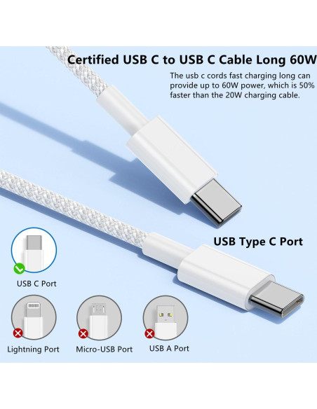 Cable de Carga Rápida USB C a C 1.83m Cionum 60W Cable de Carga Rápida USB C a C 1.83m Cionum 60W