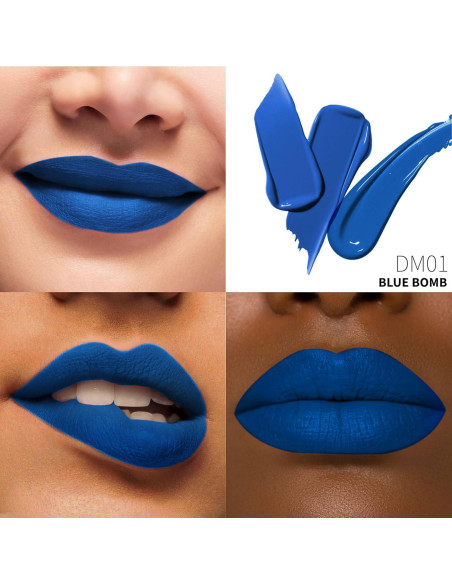Lápiz Labial Mate Azul Marino Depuplum DM01 - Larga Duración
