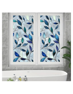 Calcomanía de Ventana BlissYard 44.96x99.56 cm Hojas Azules