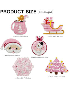 6 Parches Bordados Navideños MOGOXION Rosa para Ropa 2
