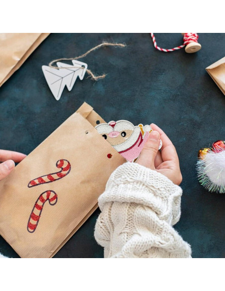 6 Parches Bordados Navideños MOGOXION Rosa para Ropa