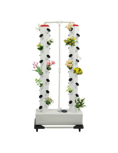 Torre Hidropónica PROYONGOO con 4 Ruedas y 56 Puntos de Plantación