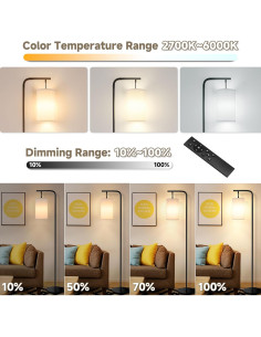 Lámpara de Pie LED Coucrek 158cm Control Remoto 9W Negra 2