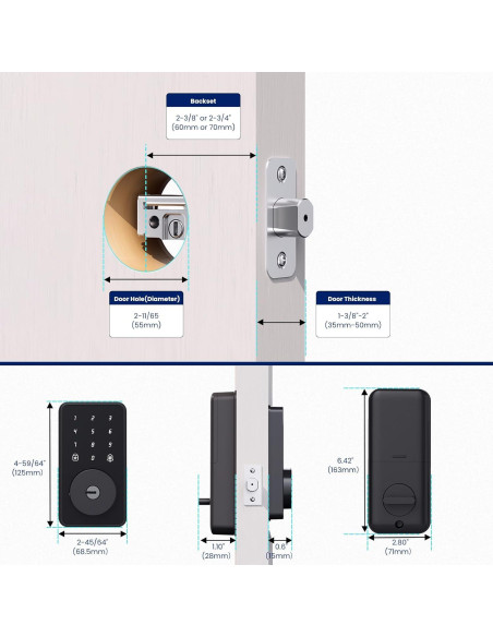 Cerradura Digital Biquole con Teclado - Cerrojo Sin Llave, 100 Códigos