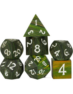 Juego de Dados DND de Madera Verde HDdais 7 Piezas RPG 2