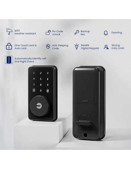 Cerradura Digital Biquole con Teclado - Cerrojo Sin Llave, 100 Códigos