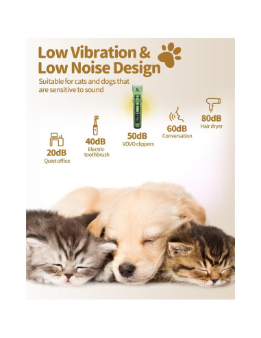 Cortapelos Inalámbrico VOVO para Perros 3 Velocidades Verde