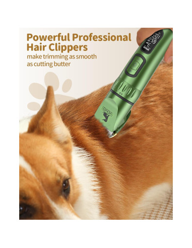 Cortapelos Inalámbrico VOVO para Perros 3 Velocidades Verde