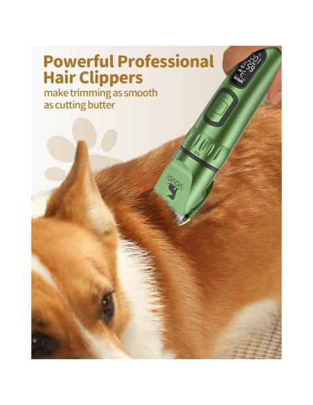 Cortapelos Inalámbrico VOVO para Perros 3 Velocidades Verde