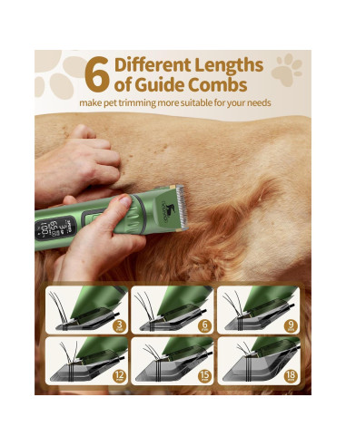 Cortapelos Inalámbrico VOVO para Perros 3 Velocidades Verde