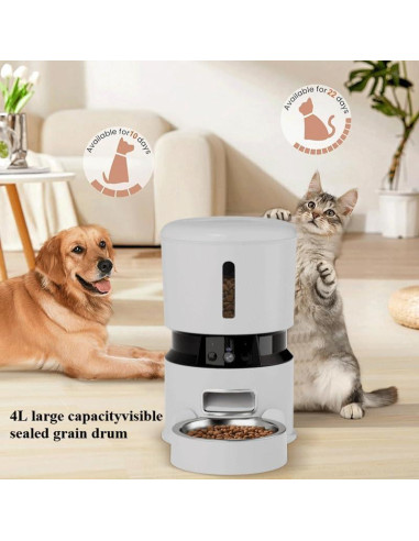 Comedero Automático Inteligente para Gatos y Perros 4L Blanco