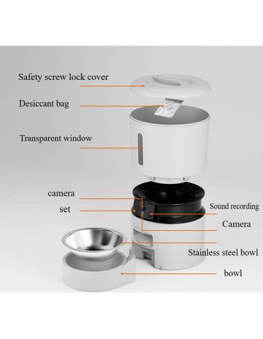 Comedero Automático Inteligente para Gatos y Perros 4L Blanco