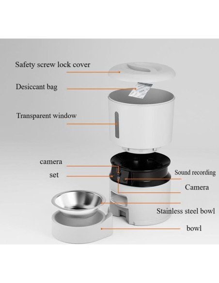 Comedero Automático Inteligente para Gatos y Perros 4L Blanco