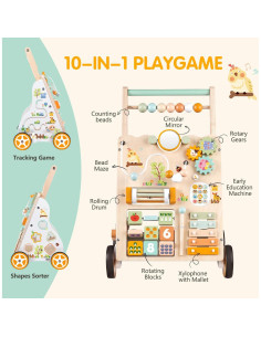 Andador de Madera Montessori Shen Zhen 3 en 1 con Actividades 2