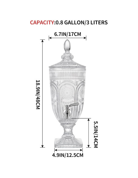 Dispensador de Bebidas de Vidrio MOLIGOU 3L con Grifo Inoxidable Dispensador de Bebidas de Vidrio MOLIGOU 3L con Grifo Inoxidable