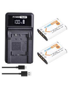 Pack 2 Baterías NP-BY1 + Cargador USB LED PowerTrust