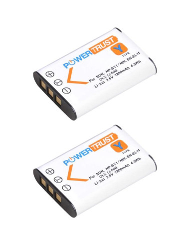 Pack 2 Baterías NP-BY1 + Cargador USB LED PowerTrust
