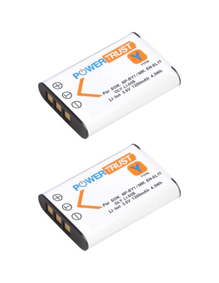 Pack 2 Baterías NP-BY1 + Cargador USB LED PowerTrust