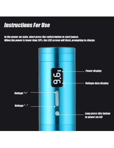 Kit de Tatuaje Inalámbrico YILONG con Pantalla LCD 1900mAh 2