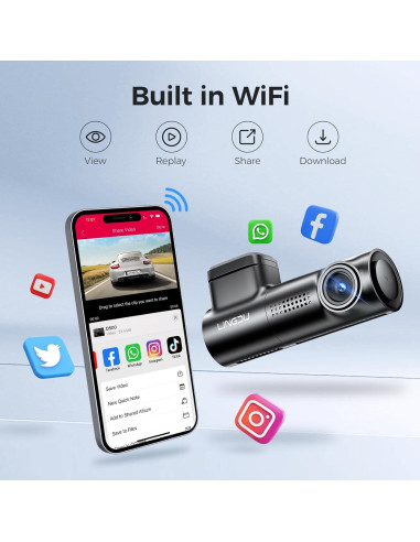 Cámara de Tablero LINGDU D500 4K con WiFi y GPS