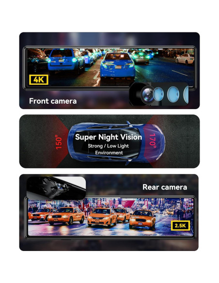 Cámara de Espejo REDTIGER T27 4K Delantera y 2.5K Trasera