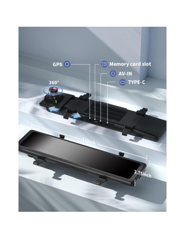 Cámara de Espejo REDTIGER T27 4K Delantera y 2.5K Trasera