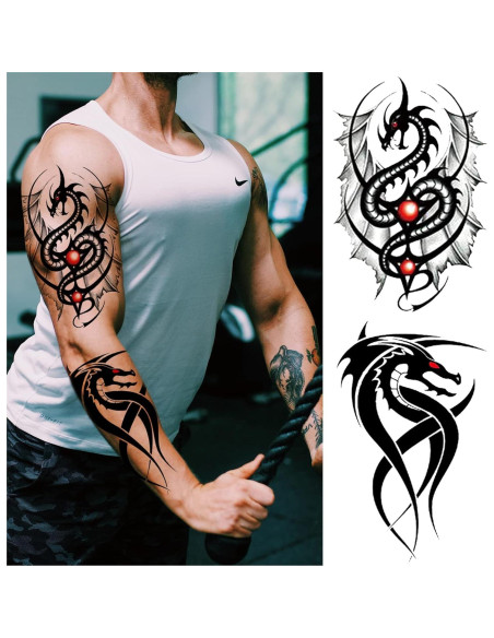 Tatuaje Temporal Dragón Briyhose - 8 Hojas Impermeables Tatuaje Temporal Dragón Briyhose - 8 Hojas Impermeables