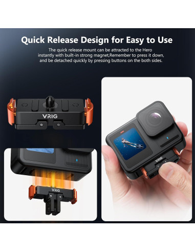Montaje Magnético Rápido VRIG para GoPro Hero 13 - 6.35 mm