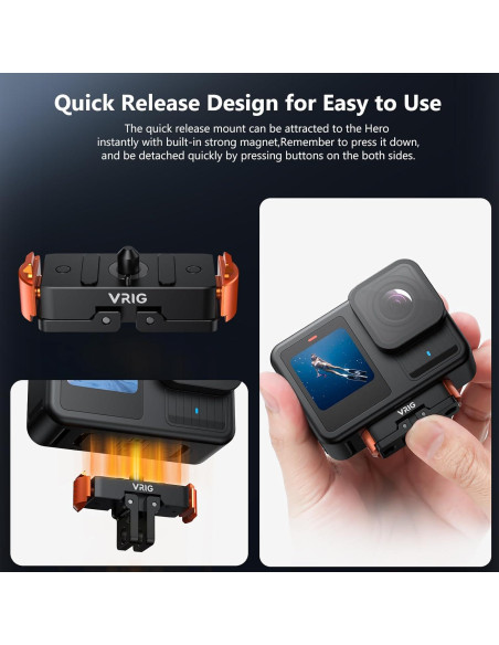 Montaje Magnético Rápido VRIG para GoPro Hero 13 - 6.35 mm