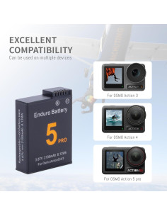 Paquete de 2 Baterías 1850mAh para DJI Osmo Action 3/4/5 Pro 2