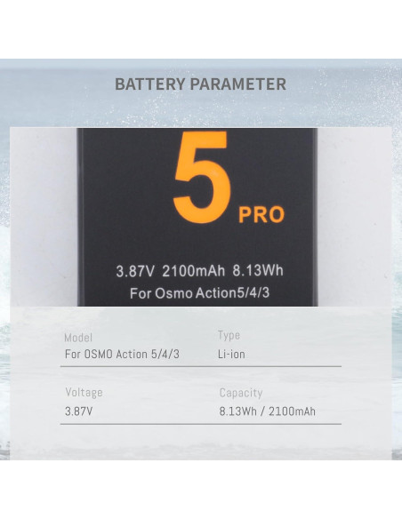 Paquete de 2 Baterías 1850mAh para DJI Osmo Action 3/4/5 Pro Paquete de 2 Baterías 1850mAh para DJI Osmo Action 3/4/5 Pro