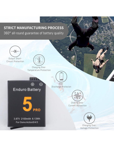 Paquete de 2 Baterías 1850mAh para DJI Osmo Action 3/4/5 Pro