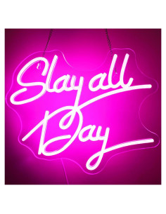 Luz de Neón Rosa Slay All Day ReyeeInc USB Regulable 37x30cm