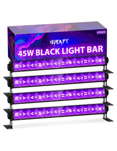 Paquete de 4 Luces Negras LED ISUERFY 45W para Fiestas