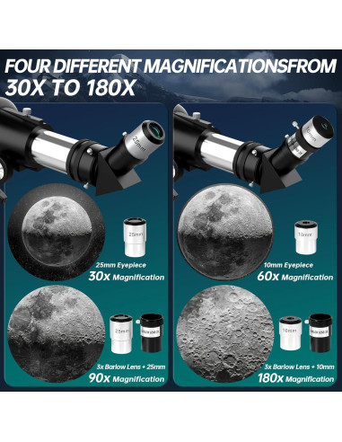 Telescopio Aurosports Refractor 90mm 600mm para Principiantes