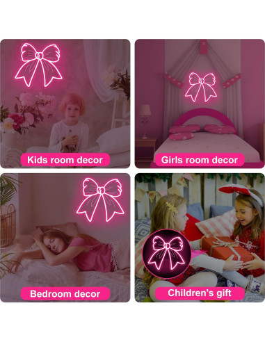 Luz de Neón LED Rosa Bebé en Forma de Lazo 36.1x35.6 cm