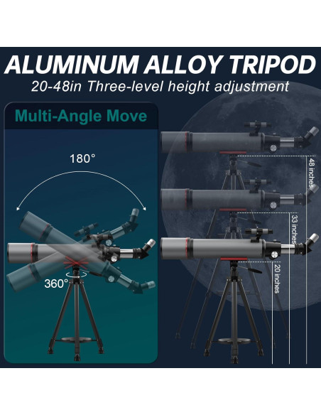 Telescopio Aurosports Refractor 90mm 600mm para Principiantes