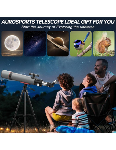 Telescopio Aurosports Refractor 90mm 600mm para Principiantes