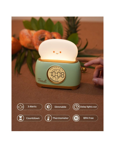 Reloj Despertador Infantil BANDIANCY Verde con Luz Nocturna