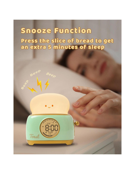 Reloj Despertador Infantil BANDIANCY Verde con Luz Nocturna