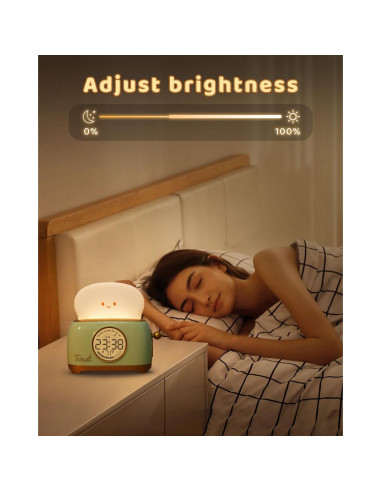 Reloj Despertador Infantil BANDIANCY Verde con Luz Nocturna