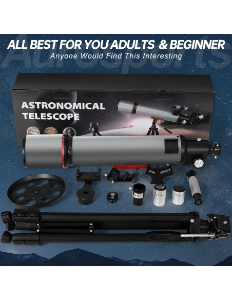 Telescopio Aurosports Refractor 90mm 600mm para Principiantes