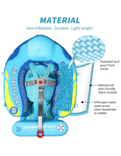 Flotador Mambobaby Azul Barco con Toldo Solar Ajustable 3-24 meses 2