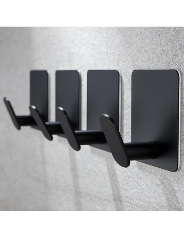 Ganchos Adhesivos YIGII Negros Acero Inoxidable 4 Piezas