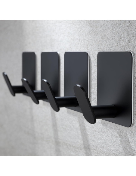 Ganchos Adhesivos YIGII Negros Acero Inoxidable 4 Piezas