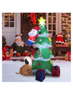 Decoración Inflable Navidad JOEYSUT 180 cm Santa Claus Perro