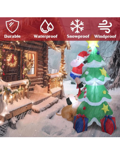 Decoración Inflable Navidad JOEYSUT 180 cm Santa Claus Perro 2