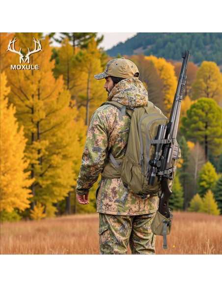 Mochila de Caza Impermeable MOXULE 25L Verde con Funda